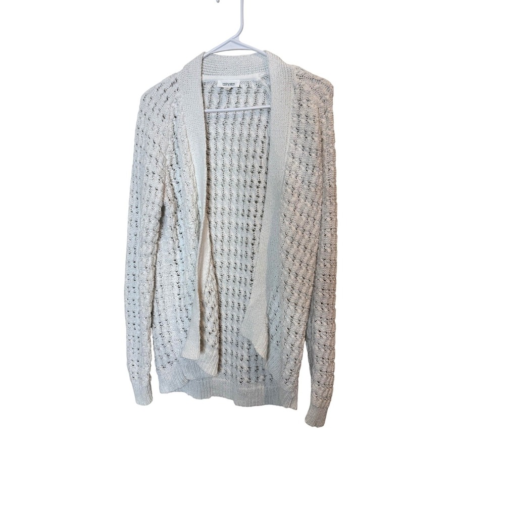 Haven Well Within Sweater Womens XS White Open Knit Cardigan Lightweight Cozy